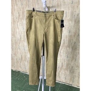 Ralph Lauren Metallic High-Rise Pants 14W Transition Olive Classic Office NWT